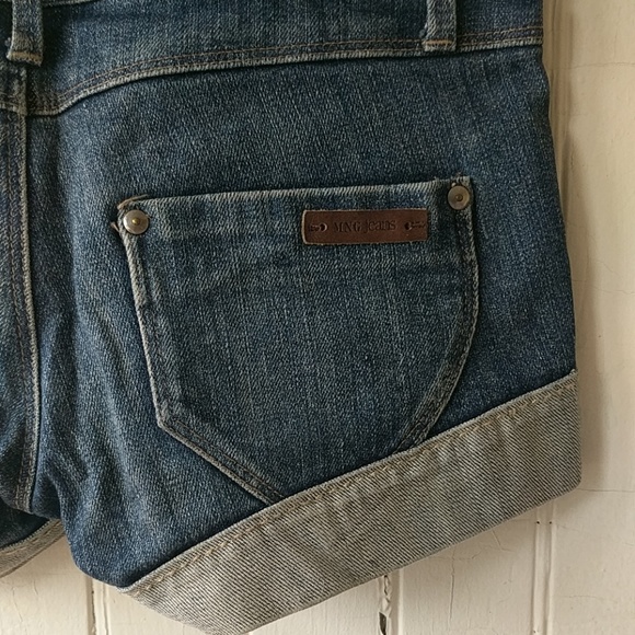 Mango MNG jeans dark wash denim cuffed shorts 0 2 - Picture 5 of 6